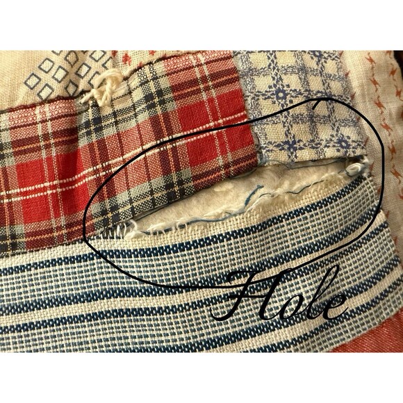 Antique Log Cabin Style Quilt Queen Size 82” X 74” Reversible Red Cream Boxes - Picture 10 of 16